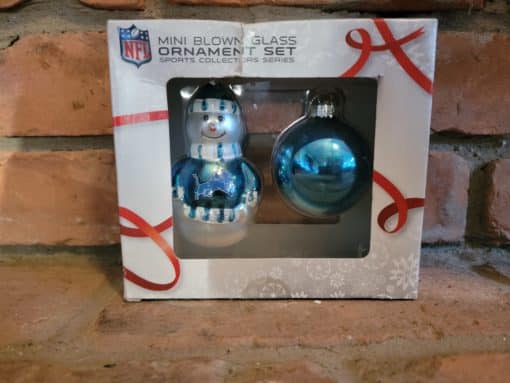 Detroit Lions Set of 2 Mini Blown Glass Ornaments