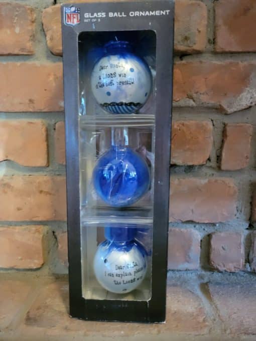 Detroit Lions Set of 3 Glass Ball Team Sayings Ornaments