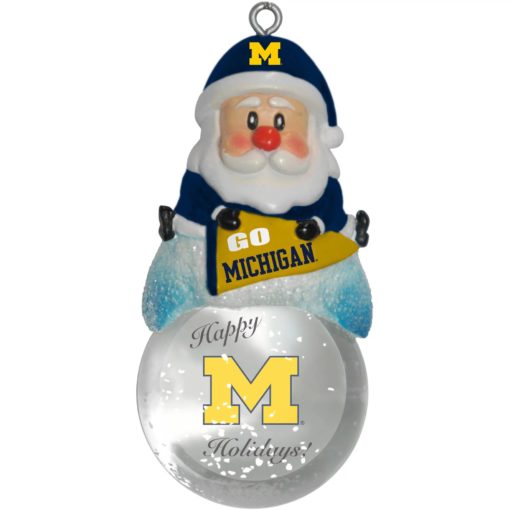 Michigan Wolverines NCAA Santa Snow Globe Ornament