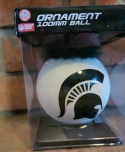 Michigan State Spartans White Ball Ornament with Fur 100MM