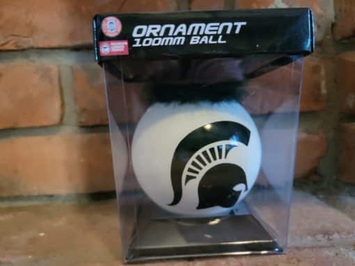Michigan State Spartans White Ball Ornament with Fur 100MM