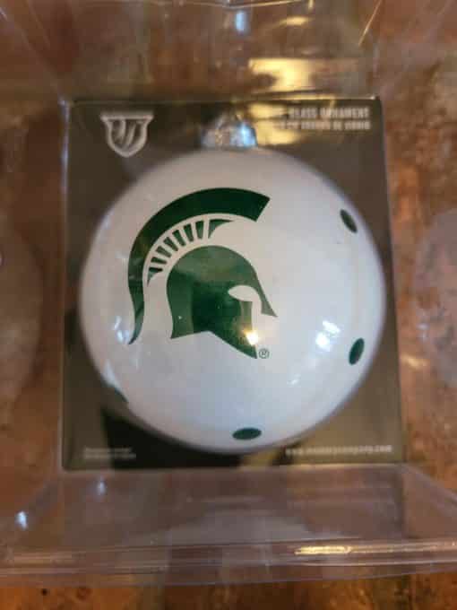 Michigan State Spartans White 4" Glass Ball Ornament