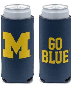 Michigan Wolverines 12 oz Logos Navy Slim Can Cooler Holder