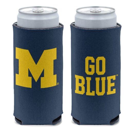 Michigan Wolverines 12 oz Logos Navy Slim Can Cooler Holder