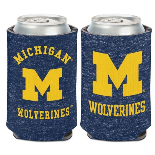 Michigan Wolverines 12 oz Blue Heathered Can Cooler Holder