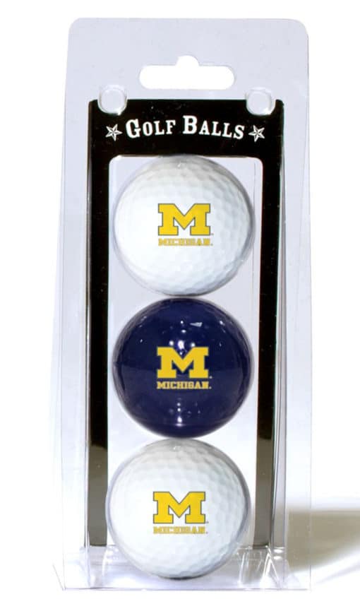 Michigan Wolverines 3 Pack of Blue White Golf Balls