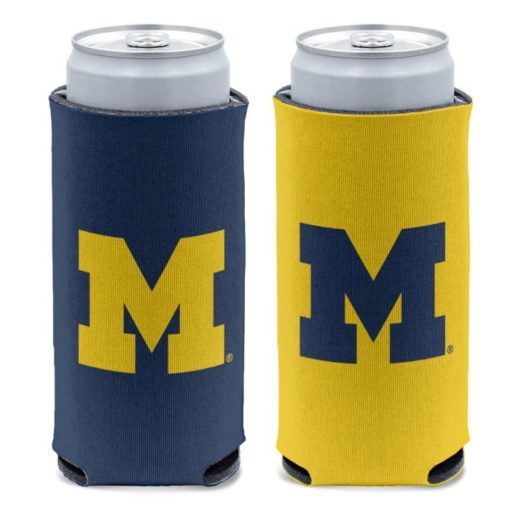 Michigan Wolverines 12 oz Navy & Yellow Slim Can Cooler Holder