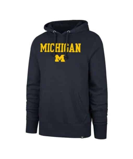 Michigan Wolverines Men's 47 Brand Navy Pregame Pullover Hoodie