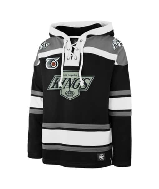 Los Angeles Kings Men's 47 Brand Black Vintage Retro Freeze Pullover Jersey Hoodie