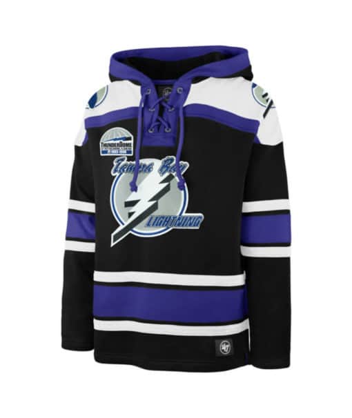 Tampa Bay Lightning Men's 47 Brand Black Vintage Retro Freeze Pullover Jersey Hoodie
