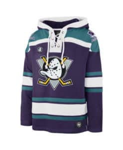 Anaheim Ducks Men's 47 Brand Purple Vintage Retro Freeze Pullover Jersey Hoodie