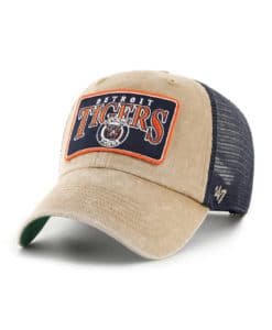 Detroit Tigers 47 Brand Cooperstown Khaki Dial Clean Up Mesh Snapback Hat