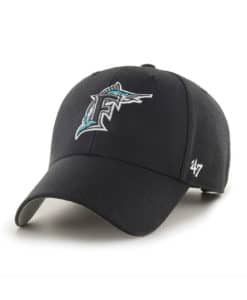 Miami Marlins 47 Brand Cooperstown Black MVP Adjustable Hat