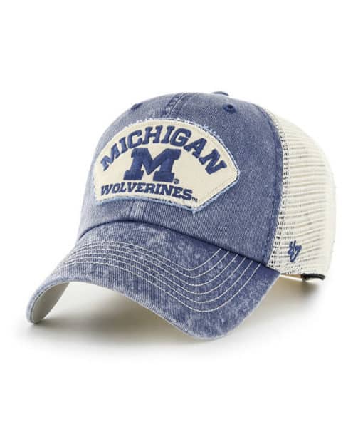 Michigan Wolverines 47 Brand Denali Vintage Blue Clean Up Mesh Snapback Hat