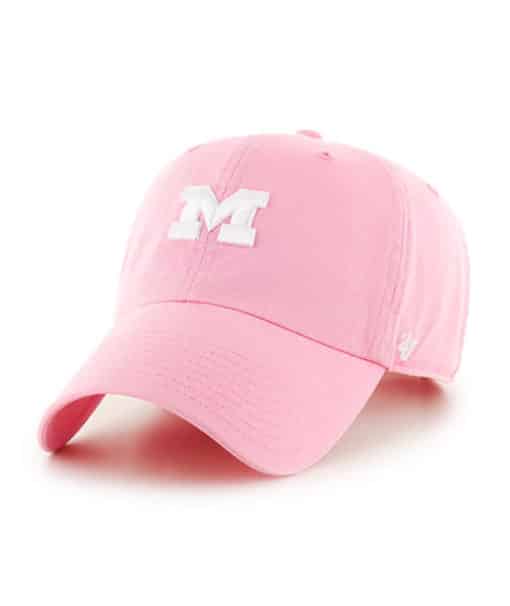 Michigan Wolverines Women's 47 Brand Pink Rose Clean Up Adjustable Hat