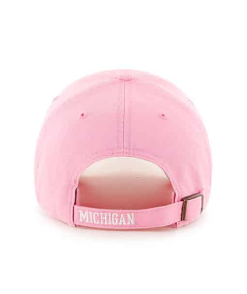 Michigan Wolverines Women's 47 Brand Pink Rose Clean Up Adjustable Hat - Image 2