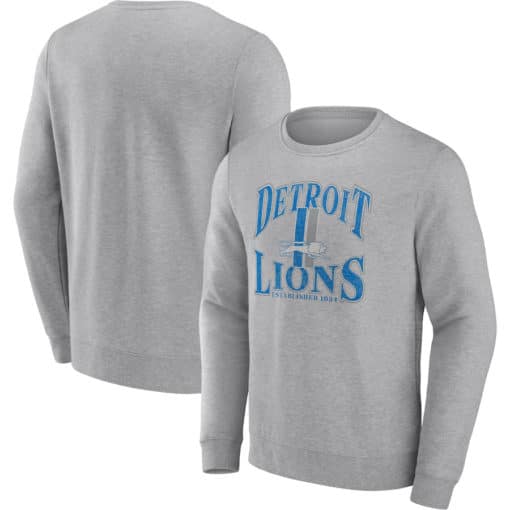 Detroit Lions Men's Fanatics Vintage Gray Crew Pullover Sweatshirt