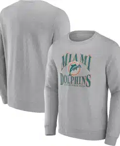 Miami Dolphins Men's Fanatics Vintage Gray Crew Pullover Sweatshirt