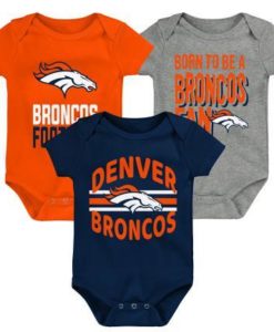 Denver Broncos Baby 3 Pack Down and Goal Onesie Creeper Set