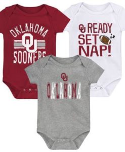 Oklahoma Sooners Baby 3 Pack Fan Star Onesie Creeper Set
