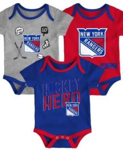 New York Rangers Baby 3 Pack Triple Clapper Creeper Onesie Set