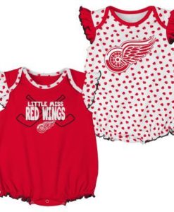 Detroit Red Wings Baby Girl Polka Dot 2 Pack Onesie Creeper Set