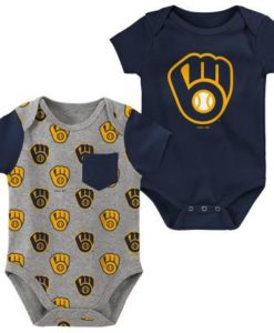 Milwaukee Brewers Baby Bron and Raised 2 Pack Onesie Creeper