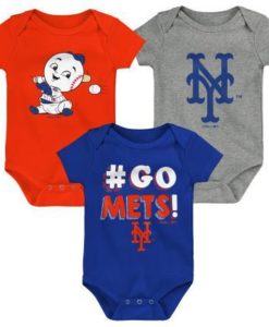New York Mets Born to Win Blue Orange 3 Pack Onesie Creeper Set