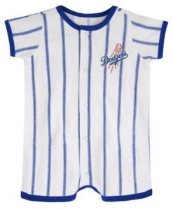 Los Angeles Dodgers Baby White Button Up Romper Coverall