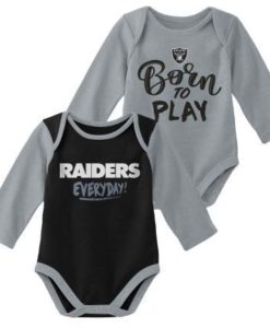 Las Vegas Raiders Baby Black Gray Little Player 2 Pack Creeper Onesie