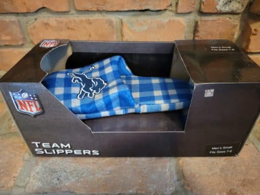 Detroit Lions Men's Small Size 7-8 Blue Plaid Slippers