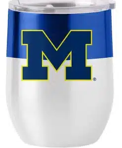 Michigan Wolverines Travel Tumbler 16oz Navy White Stainless Steel Curved
