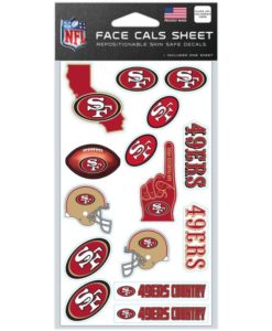 San Francisco 49ers Face Cals 4" X 7" Temporary Tattoos