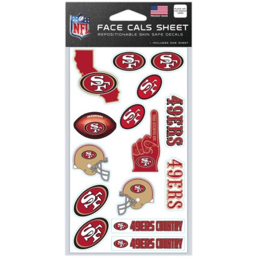 San Francisco 49ers Face Cals 4" X 7" Temporary Tattoos