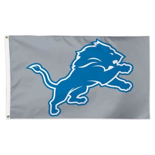 Detroit Lions Deluxe Silver and Blue Logo 3'x5' Flag