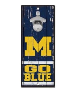 Michigan Wolverines Bottle Opener Wood Sign 5" x 11"
