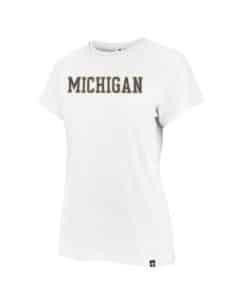 Michigan Wolverines Women's 47 Brand White Wash Frankie T-Shirt Tee