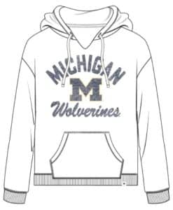 Michigan Wolverines Women's 47 Brand White Wash Kennedy Hoodie