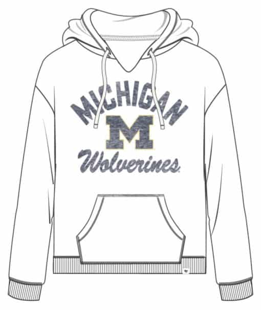 Michigan Wolverines Women's 47 Brand White Wash Kennedy Hoodie