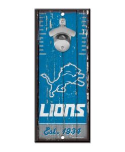 Detroit Lions Bottle Opener Wood Sign 5" x 11"