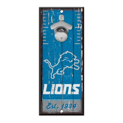 Detroit Lions Bottle Opener Wood Sign 5" x 11"