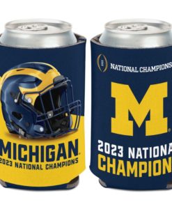 Michigan Wolverines 12 oz 2023 National Champions Helmet Can Cooler Holder