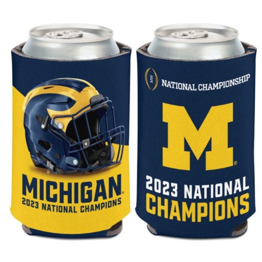 Michigan Wolverines 12 oz 2023 National Champions Helmet Can Cooler Holder