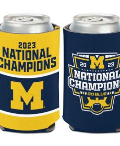 Michigan Wolverines 12 oz 2023 National Champions Logo Can Cooler Holder