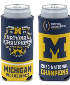 Michigan Wolverines 12 oz 2023 National Champions Slim Can Cooler Holder
