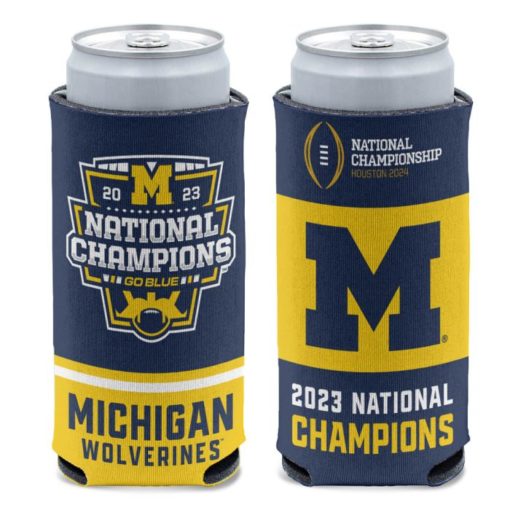 Michigan Wolverines 12 oz 2023 National Champions Slim Can Cooler Holder