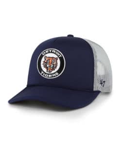 Detroit Tigers 47 Brand Cooperstown Navy Patch Trucker Mesh Snapback Hat
