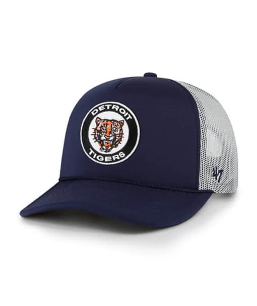 Detroit Tigers 47 Brand Cooperstown Navy Patch Trucker Mesh Snapback Hat