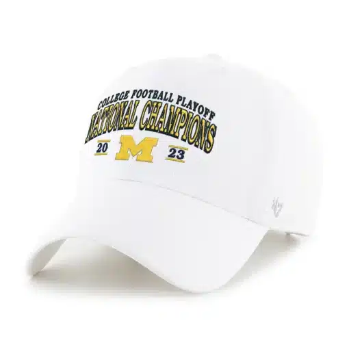 Michigan Wolverines 2023 National Champions 47 Brand White Clean Up Adjustable Hat