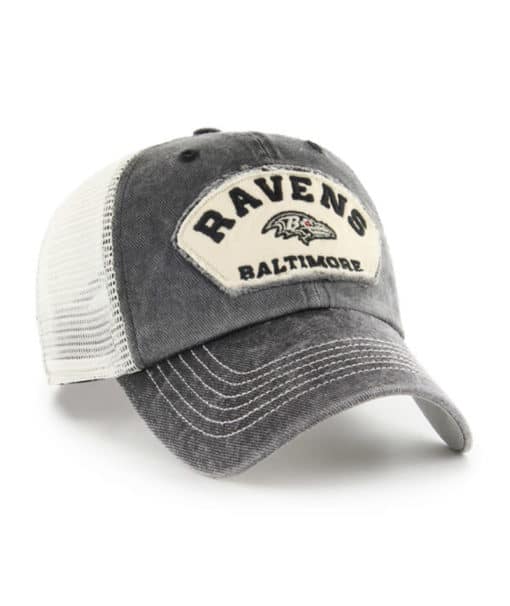 Baltimore Ravens 47 Brand Denali Vintage Black Clean Up Mesh Snapback Hat